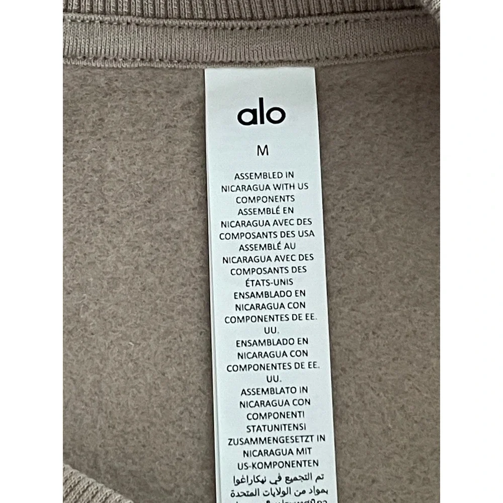 Alo Yoga Accolade Crew Neck Pullover Sweatshirt Gravel Tan Oversized Medium - Picture 5 of 10